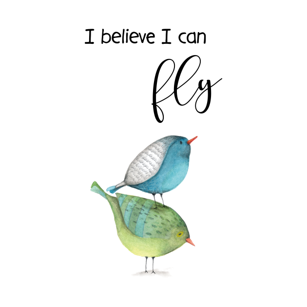 Disover I believe I can fly - two birds - Birds - T-Shirt