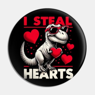 Valentines Day I Steal Hearts Boys Men Love T rex Dino Baby Pin