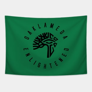 Oaklameda Enlightened Black Round Logo Tapestry