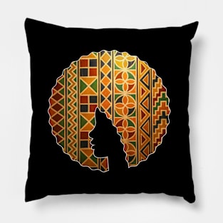 Afro Hair Woman with African Pattern, Black History Pillow