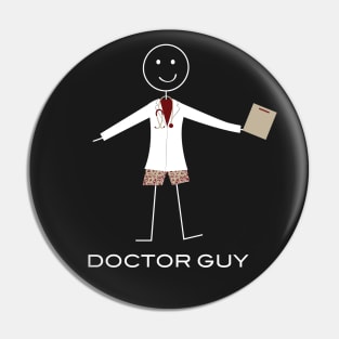 Funny Mens Doctor Guy Illustration Pin