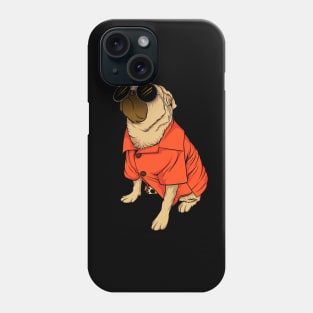 Pug Livin Life Funny Pug Wearing Sunglasses and Orange Beach Shirt Phone Case