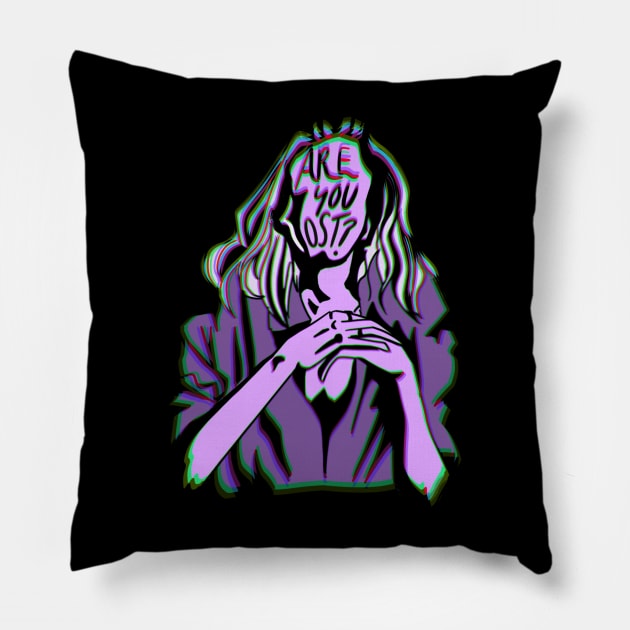 Are You Lost? Fairytale Dreamcore in amethyst purple Pillow by TheDoodlemancer