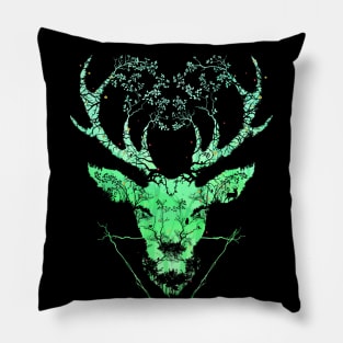 Dark Forest Deer Pillow