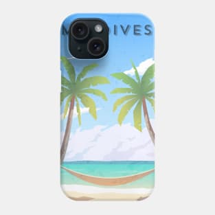 Maldives. Retro travel poster Phone Case