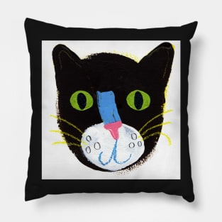 Cheeky Black Cat Pillow