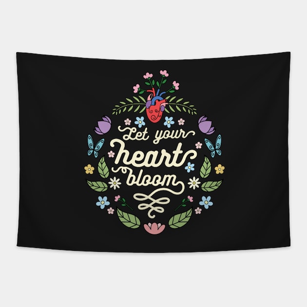 Let your heart bloom Tapestry by laura-nagel