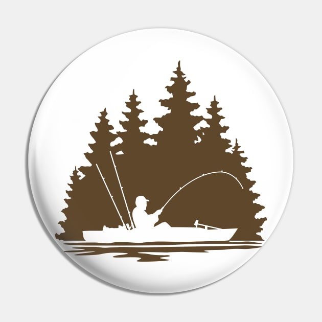 Kayak Fishing Lake Scene Silhouette Pin by SAMMO