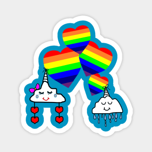 Cloud unicorn rainbow love pride Magnet