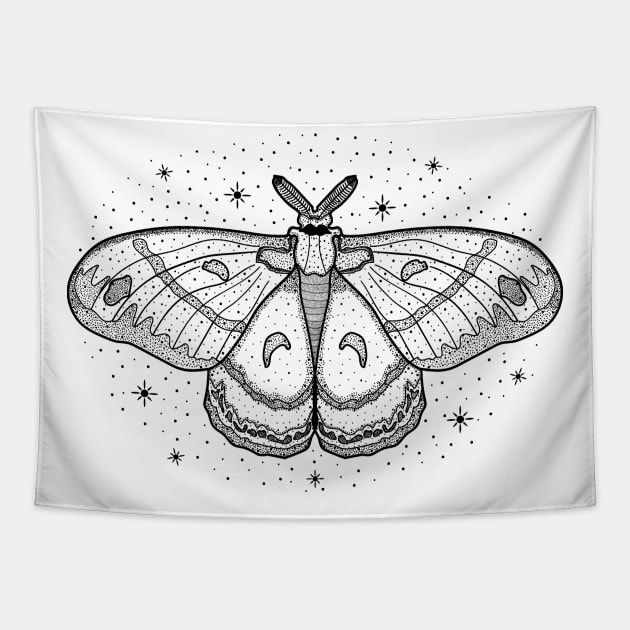 Starry Cecropia Moth Tapestry by CelestialStudio