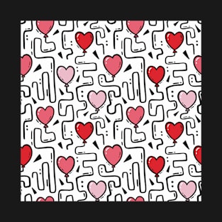 Love Maze - Heart Balloon Pattern T-Shirt