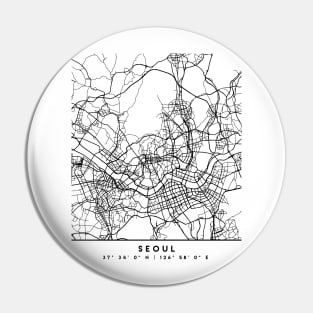 SEOUL SOUTH KOREA BLACK CITY STREET MAP ART Pin