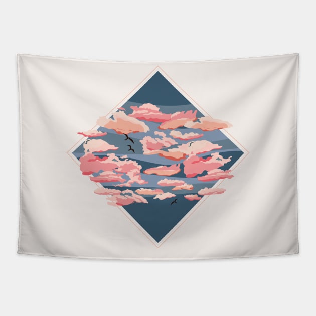 Sunset on a Cloudy Evening Tapestry by wildnotions