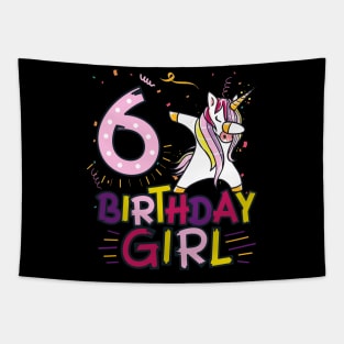 Funny Birthday Gift 6 year old Girl Dabbing Unicorn T-Shirt Tapestry