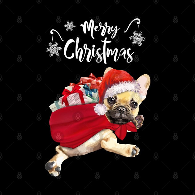 French Bulldog Frenchie merry Christmas by Collagedream