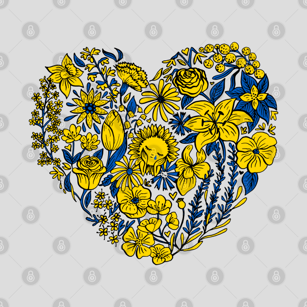 Heart of Flowers for Ukraine (Light Grey Background) by illucalliart