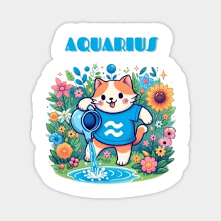 Aquarius Zodiac Cat Magnet