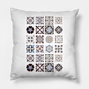 Vintage tiles, old ceramic mosaic Pillow