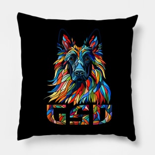 German Shepherd - Colorful Mosaic Art Pillow