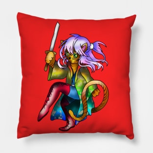 Dungeons and cats warrior with a sword Pillow