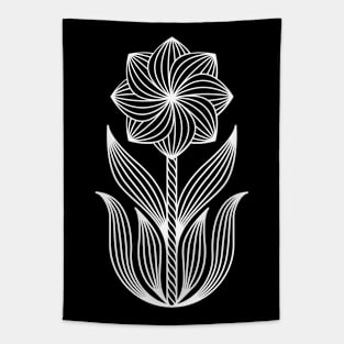 White Sacred Geometry Symmetrical Flower Artwork Tapestry