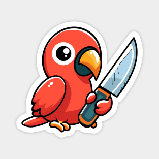 Parrot with knife! Magnet