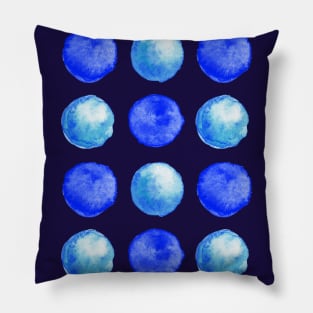 Blue Watercolor Large Dots Pattern Pillow