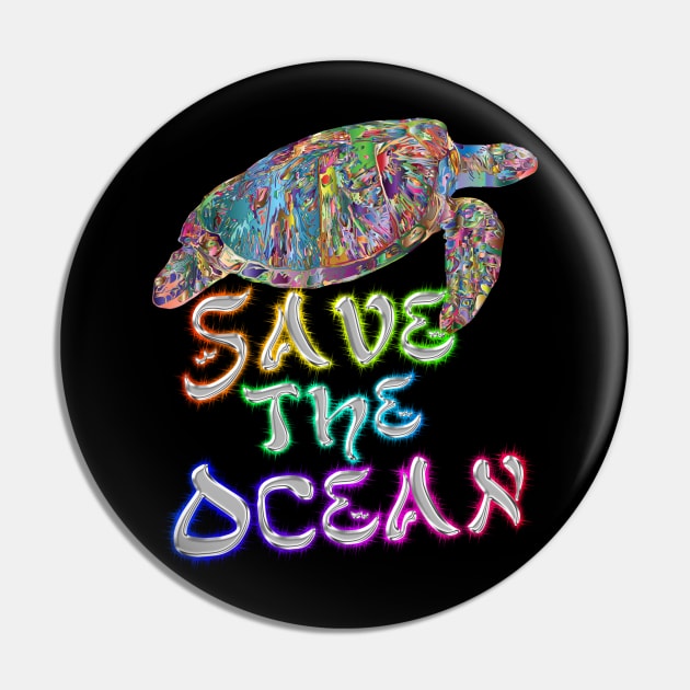 Save The Ocean - Turtle - Rainbow Pin by Printaha