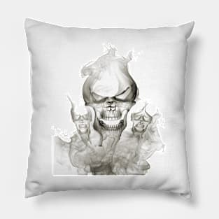 skull , skulls , dead , death , bones , skeleton , engraving , woodcut ,macabre , floral , graveyard,horror Pillow