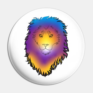 Colorful Lion Portrait Pin