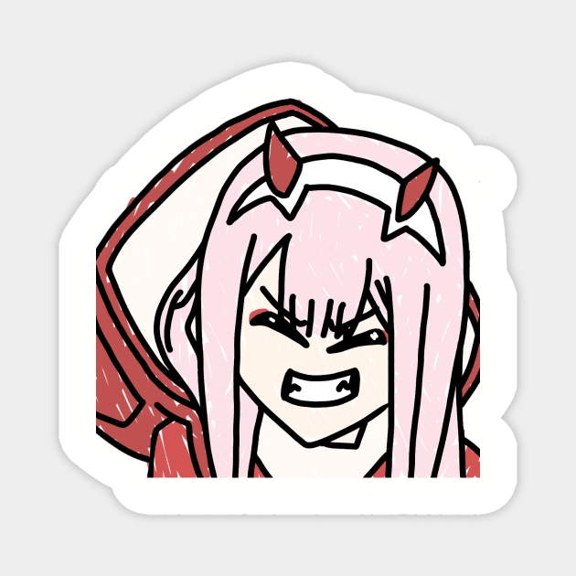 Zero Two Sneer Magnet by Poorly Anime