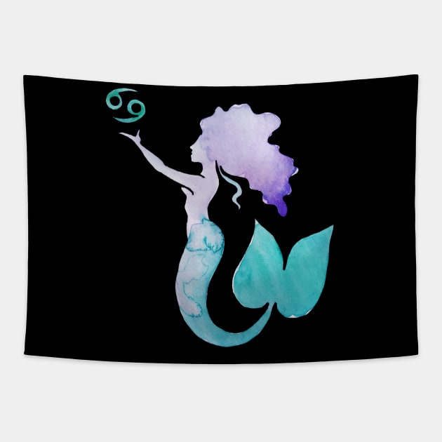 MoonChild Cancer Mermaid Tapestry by bubbsnugg