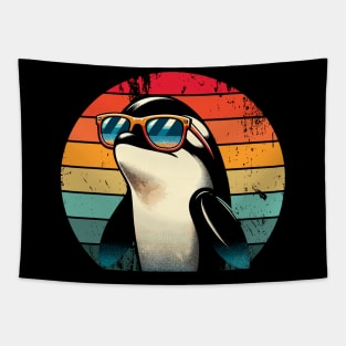 Retro Orca in Sunglasses Pun Meme BBQ Pool Party Funny Orca Tapestry