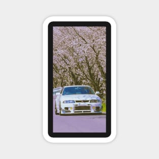 r33 under cherry flowers Magnet