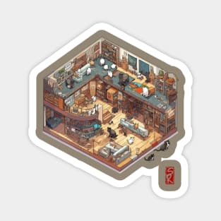 isometric cat library Magnet