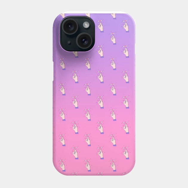 Kpop Korean Finger Heart Pattern, Funny K-Pop Design Purple Pink Degraded Army Style Gift Phone Case by Printofi.com