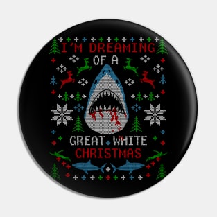 I'm Dreaming of a Great White Christmas Shark Ugly Christmas Sweater Pin