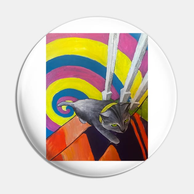 Psychedelic Cat Pin by Picasso is Dead