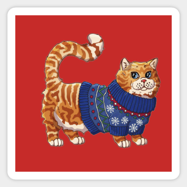 Cat In A Sweater Cat Sweater Sticker Teepublic