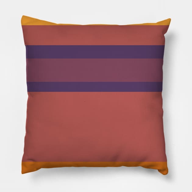 A tremendous assortment of Grape, Dark Mauve, Dark Salmon, Brownish Orange and Yellow Orange stripes. Pillow by Sociable Stripes