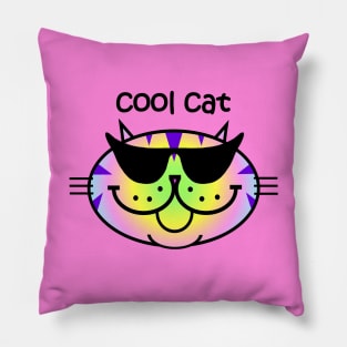 Cool Cat 2 - Rainbow Tabby Pillow