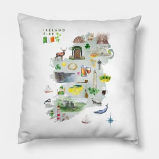 Illustrated Map of Ireland Pillow