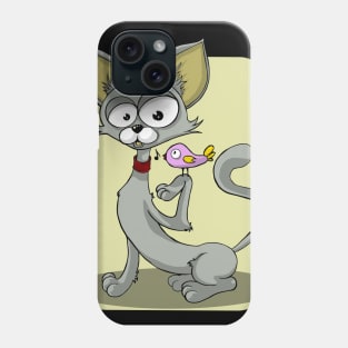 cat and bird Phone Case