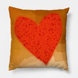 Red Heart on Gold Mosaic Pillow