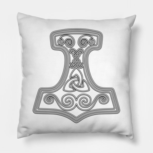 Thor hammer - Mjöllnir - black neon Pillow by la chataigne qui vole ⭐⭐⭐⭐⭐