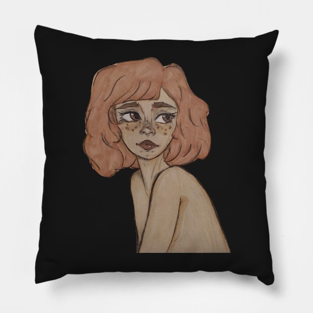 red hair woman Pillow by Tanias01