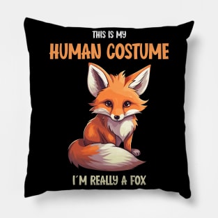 Cute Fox Halloween T-Shirt | This is My Human Costume Tee | Animal Lovers Shirt | Charming Anime Gift Idea | Easy Outfit Pillow