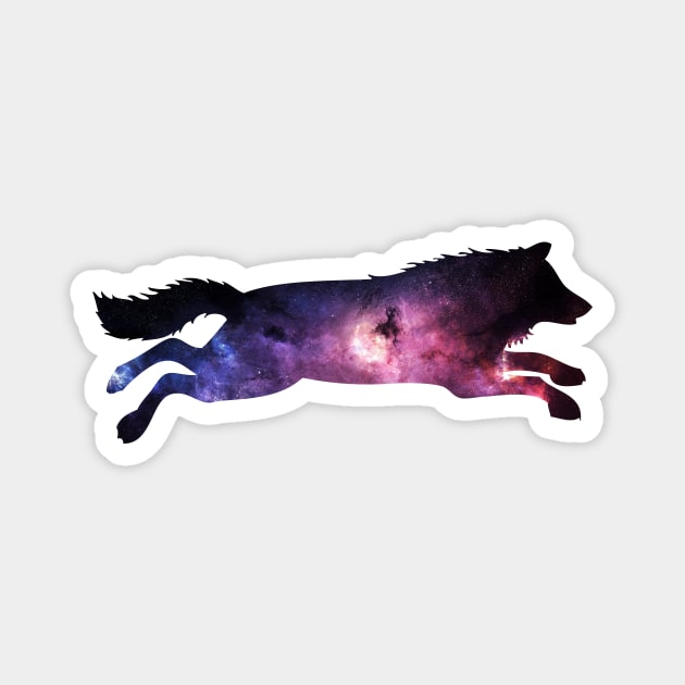 Wolf Jump Into Galaxy Magnet by giantplayful