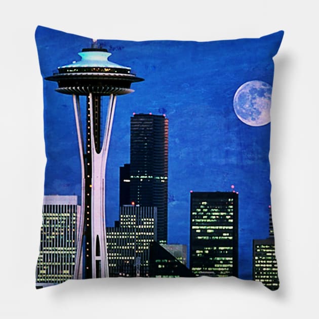 Blue Seattle Space Needle Pillow by Christine aka stine1