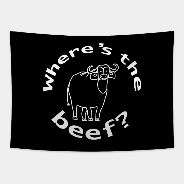 White Line Where is the BBQ Beef Grilling Tapestry by ellenhenryart